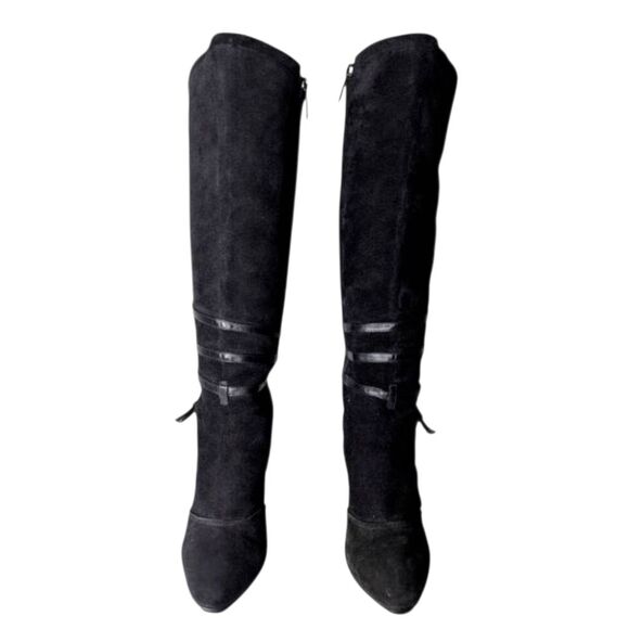 BRUNO MAGLI Black Suede Buckled Over The Knee Boot Size 40 (US Size 10) - Picture 3 of 8